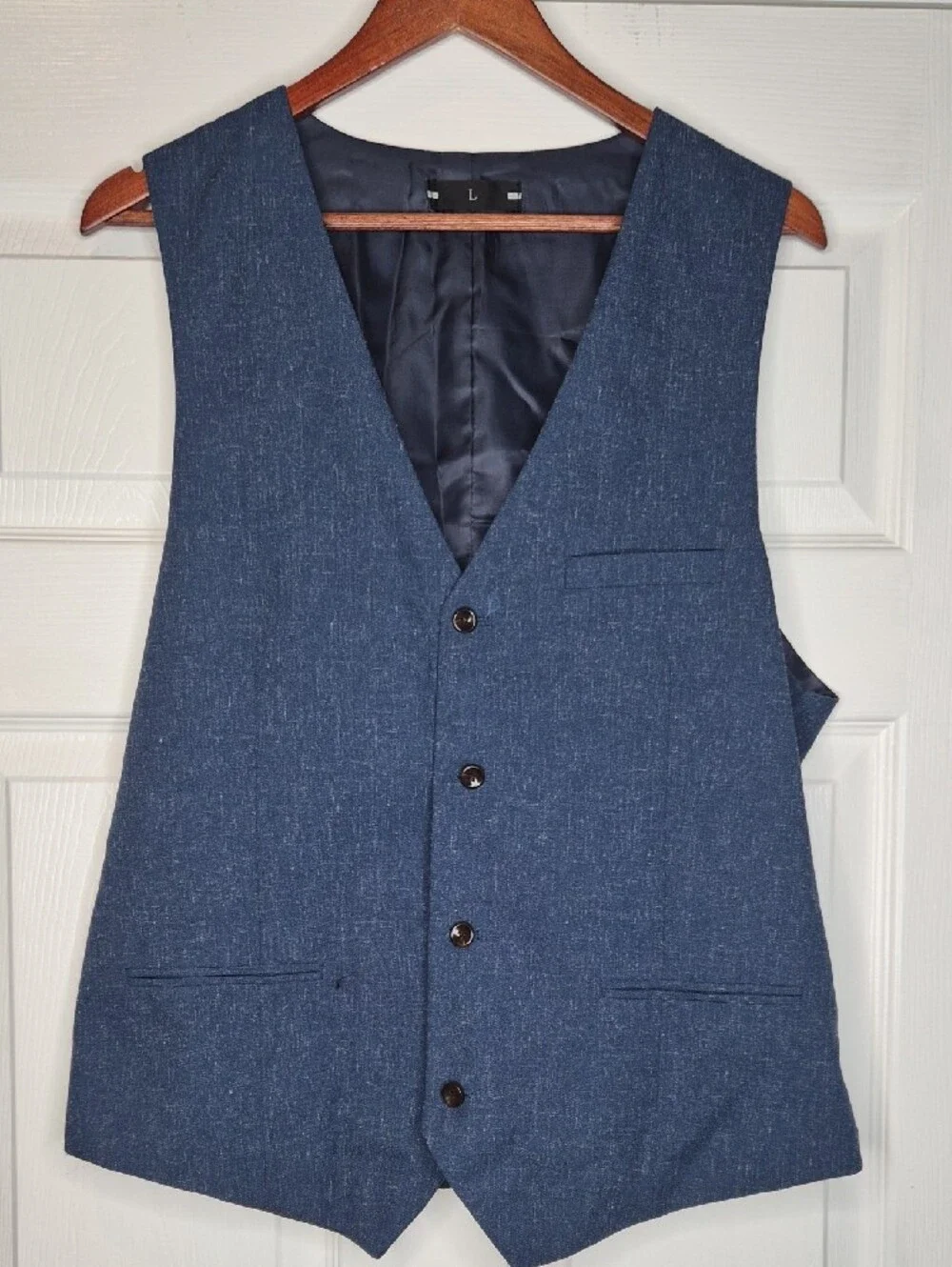 Men's Navy Blue Suit Vest & Shorts Set